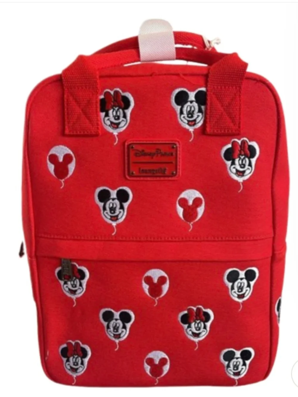 Disney Parks Backpack 2025 Loungefly Canvas Mickey Minnie Balloons Red NWT